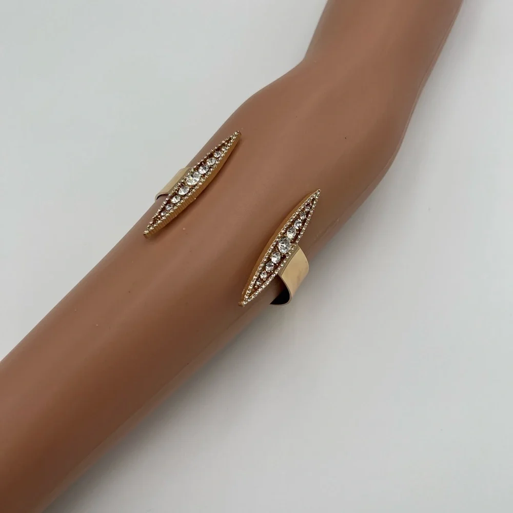 Gennaro Open Cuff Bracelet Gold Tone with Rhinestone
